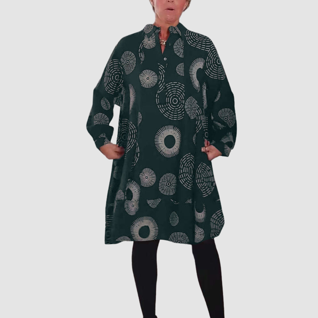 Haydie | Casual Lapel Dress With Geometric Print