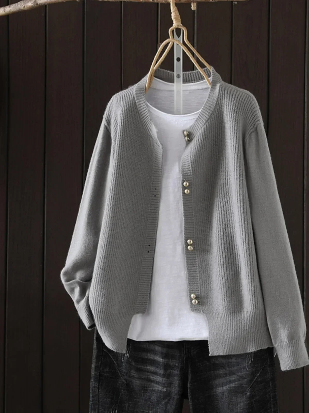 Elara | Pearl Button Cardigan