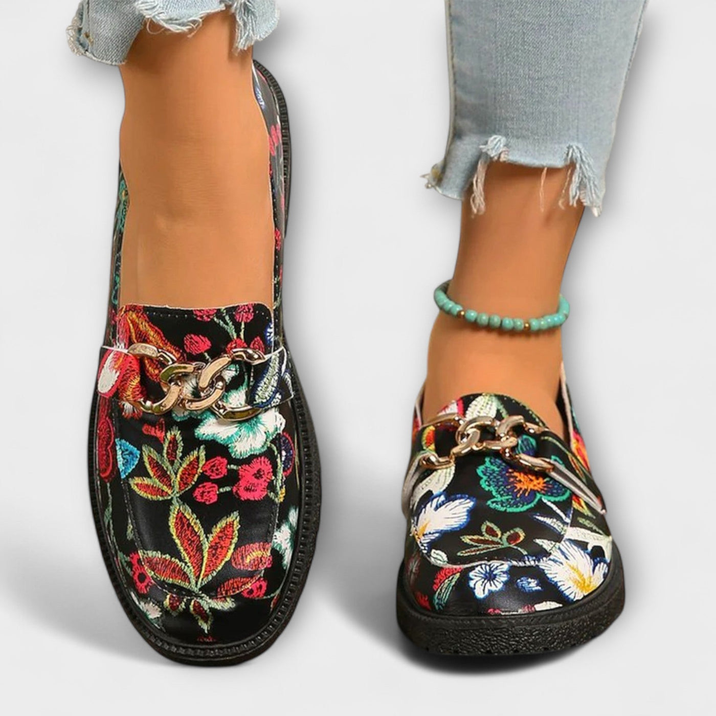 Elena | Floral Multicolored Moccasins